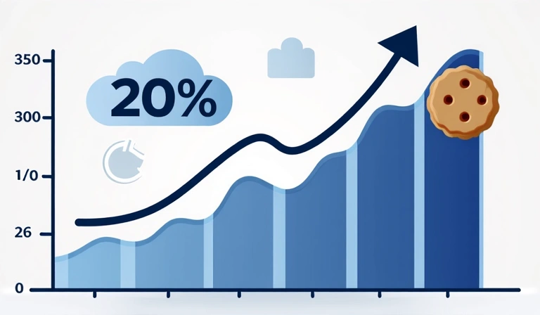 Graph showing website performance metrics with a cookie icon