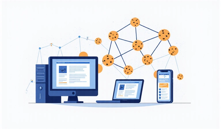 Illustration of browser cookies being stored on a computer