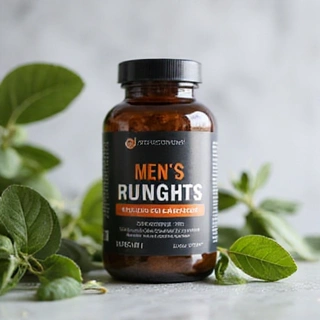 Bottle of men's health supplements
