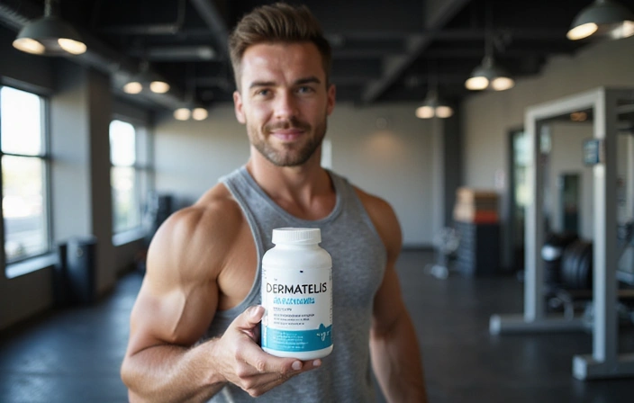 Man exercising with supplements